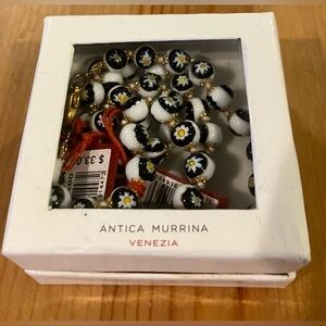 NWT Vintage Rare Antica Murrina Venezia Floral Beaded Bracelet & Necklace